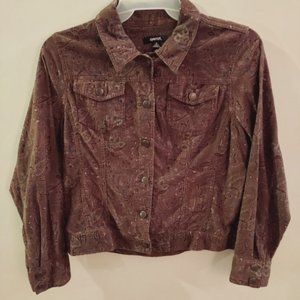 Krazy Kat Corduroy Paisley Brown Jacket Size M